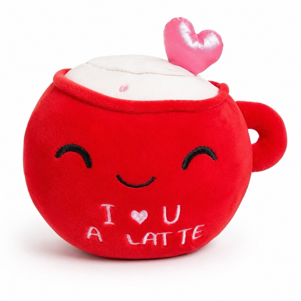 I Love You A Latte Plushie 9" Red Latte Stuffed Animal Coffee Mug